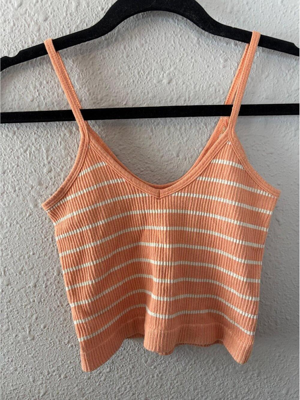 Out from Under orange/white striped ribbed seamless cropped tank size M/L